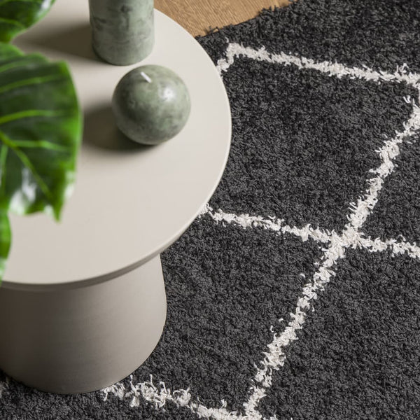 Shaggy Teppich Schwarz Creme 240x340 cm