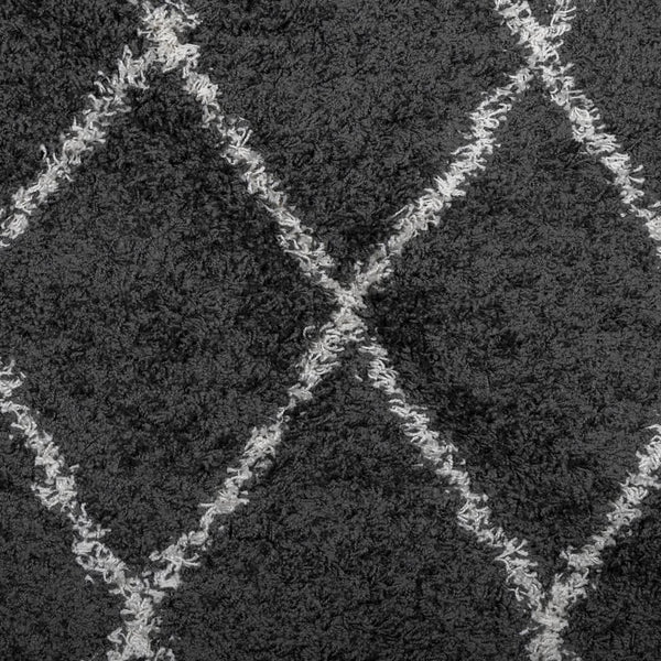 Shaggy Teppich Schwarz Creme 240x340 cm