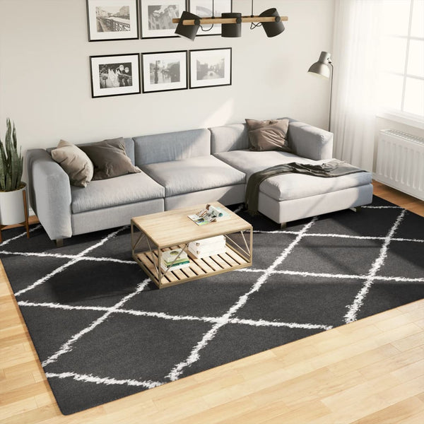 Shaggy Teppich Schwarz Creme 240x340 cm