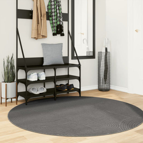 Anthrazit Teppich IZA, Ø 160 cm, Skandi-Stil