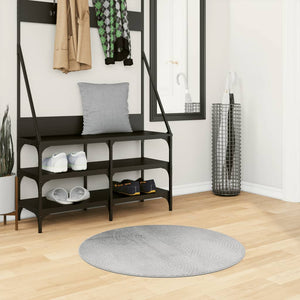 Grauer Kurzflor Teppich Skandinavisch Ø 80cm