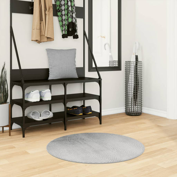 Grauer Kurzflor Teppich Skandinavisch Ø 80cm