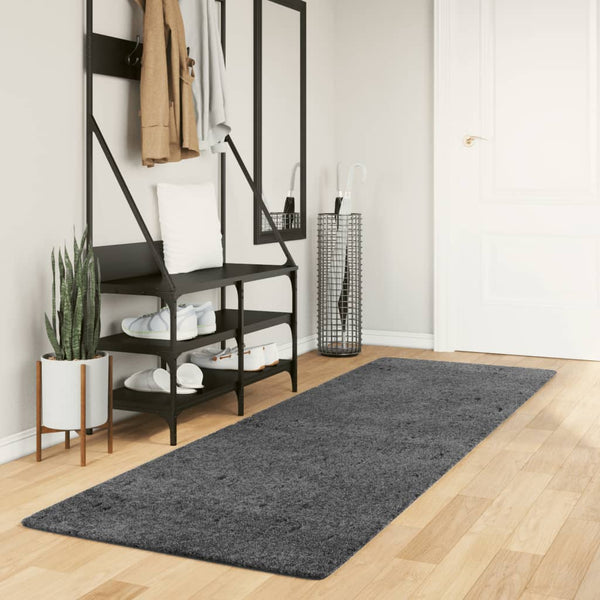 Anthrazit Teppich OVIEDO Kurzflor 80x250 cm