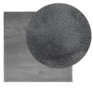 Anthrazit Kurzflor Teppich 120x120 cm
