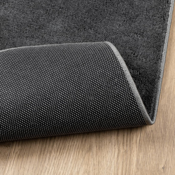 Anthrazit Kurzflor Teppich 120x120 cm