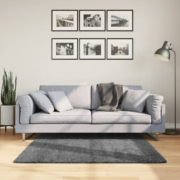 Anthrazit Kurzflor Teppich 120x120 cm