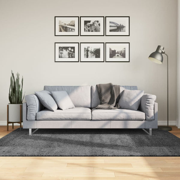 Anthrazit Kurzflor Teppich 140x200 cm