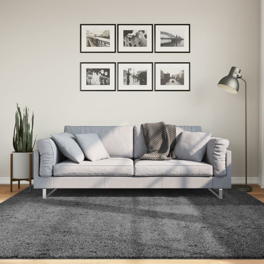 Anthrazit Teppich Kurzflor 200x200 cm