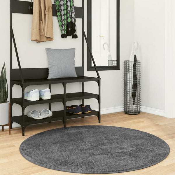 Anthrazit Kurzflor Teppich OVIEDO Ø 120cm