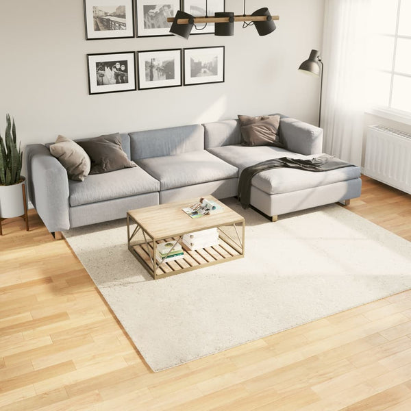 Beiger Kurzflor Teppich 240x240 cm
