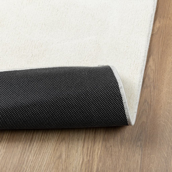 Creme Kurzflor Teppich 120x120 cm