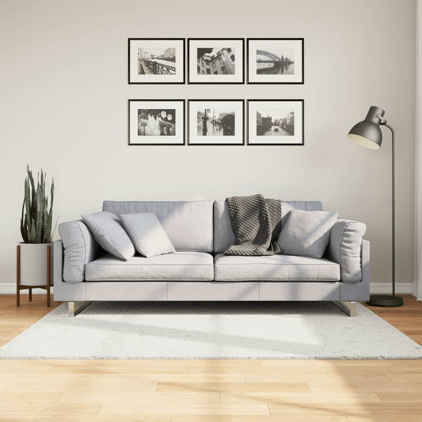 Creme Kurzflor Teppich 120x120 cm