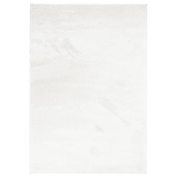 Creme Kurzflor Teppich 140x200 cm