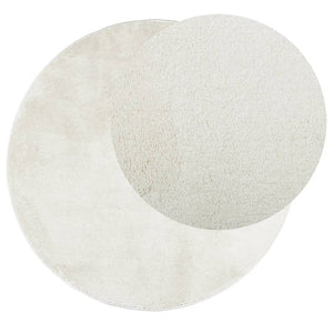 Creme Kurzflor Teppich Ø 120 cm