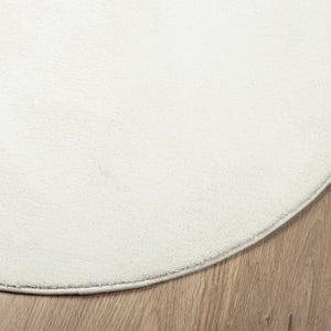 Creme Kurzflor Teppich Ø 120 cm