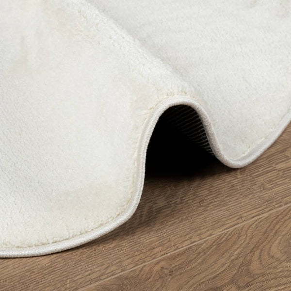 Creme Kurzflor Teppich Ø 120 cm