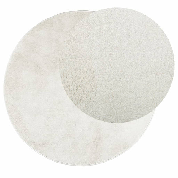 Creme Kurzflor Teppich Ø 200 cm