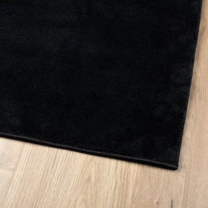 Schwarzer Kurzflor Teppich 120x120 cm