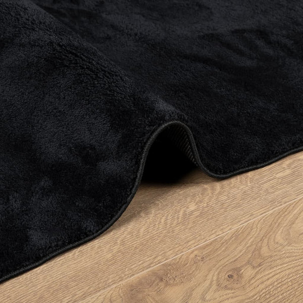 Schwarzer Kurzflor Teppich 120x120 cm