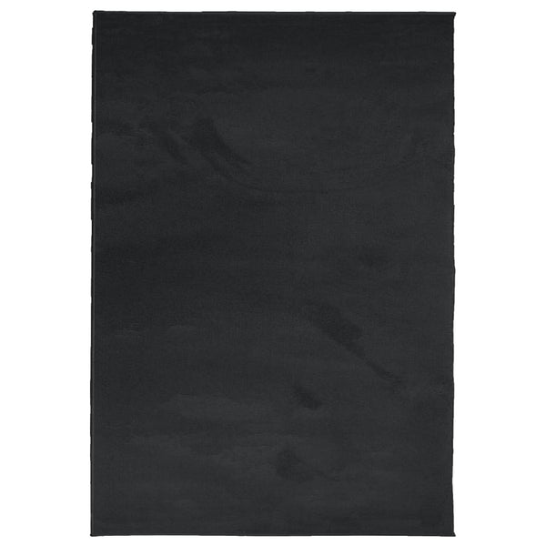 Schwarzer Kurzflor Teppich 140x200 cm