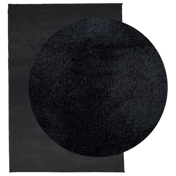 Schwarzer Kurzflor Teppich 140x200 cm