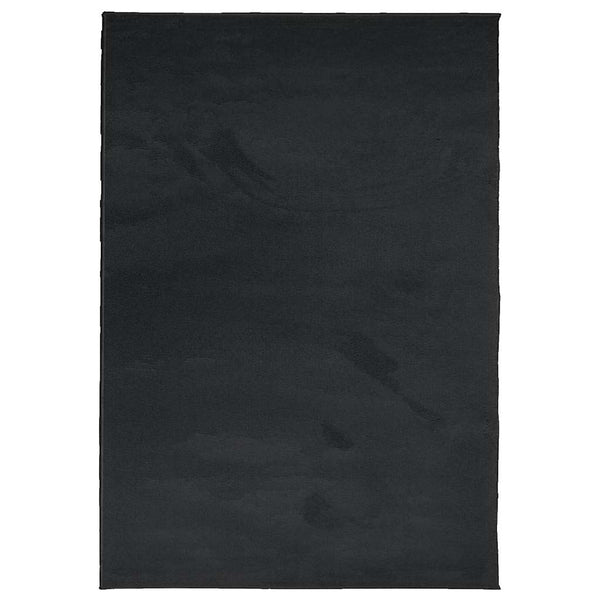 Schwarzer Kurzflor Teppich 160x230 cm