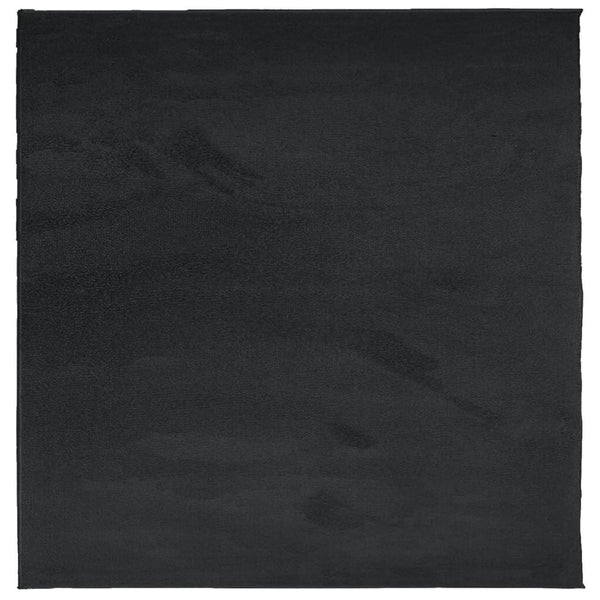 Schwarzer Kurzflor Teppich OVIEDO 200x200 cm