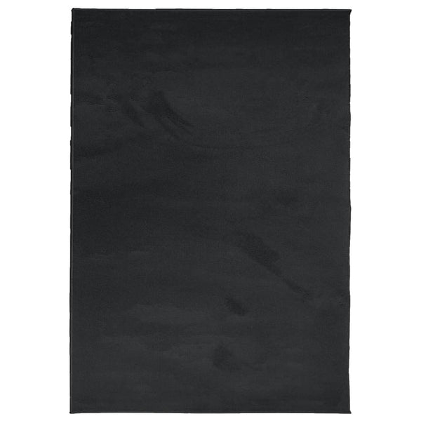 Schwarzer Kurzflor Teppich 200x280 cm