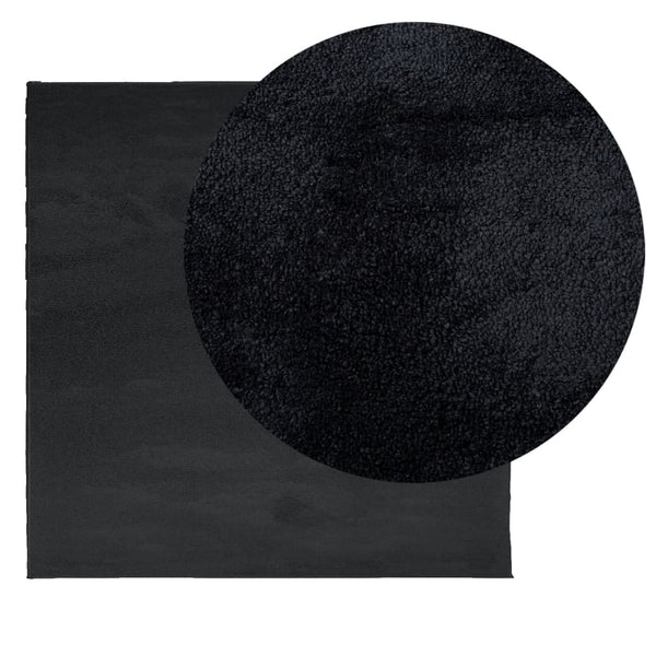 Schwarzer Kurzflor Teppich 240x240 cm