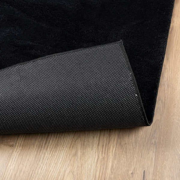 Schwarzer Kurzflor Teppich 240x240 cm