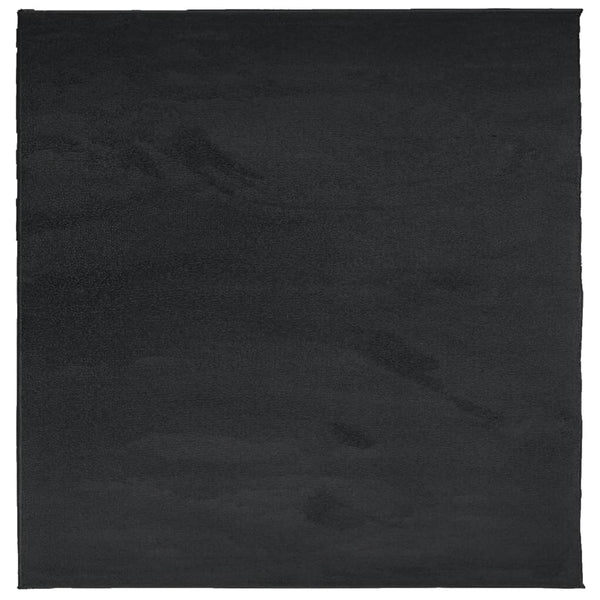 Schwarzer Kurzflor Teppich 240x240 cm