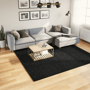 Schwarzer Kurzflor Teppich 240x240 cm