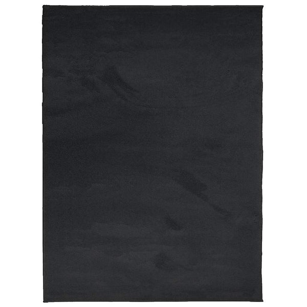 Schwarzer Kurzflor Teppich 240x340 cm