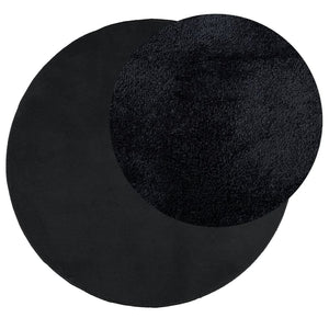 Schwarzer Kurzflor Teppich Ø 120cm
