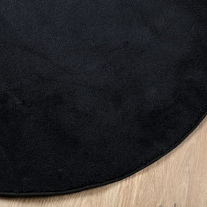 Schwarzer Kurzflor Teppich Ø 120cm