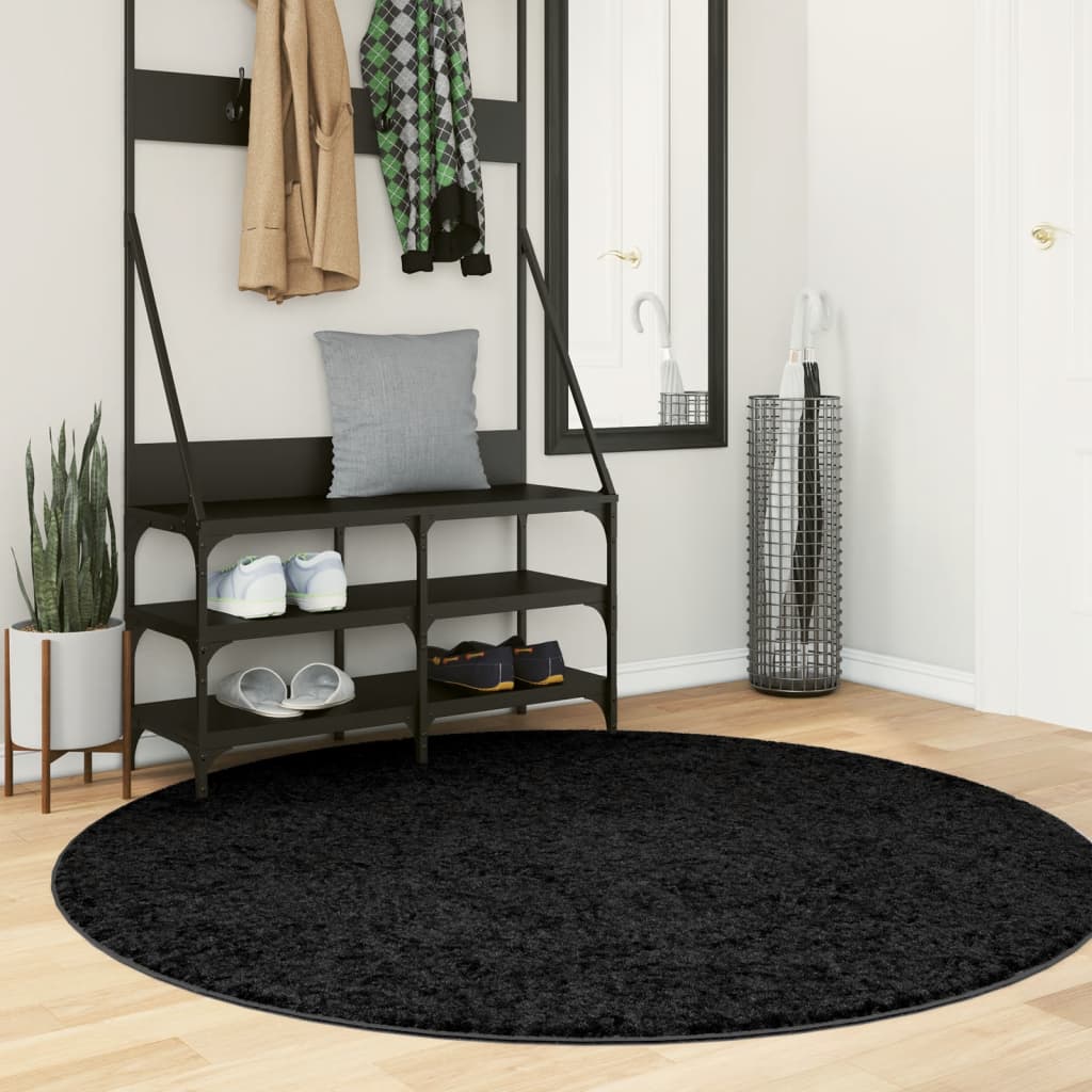 Schwarzer Kurzflor Teppich OVIEDO Ø 160 cm