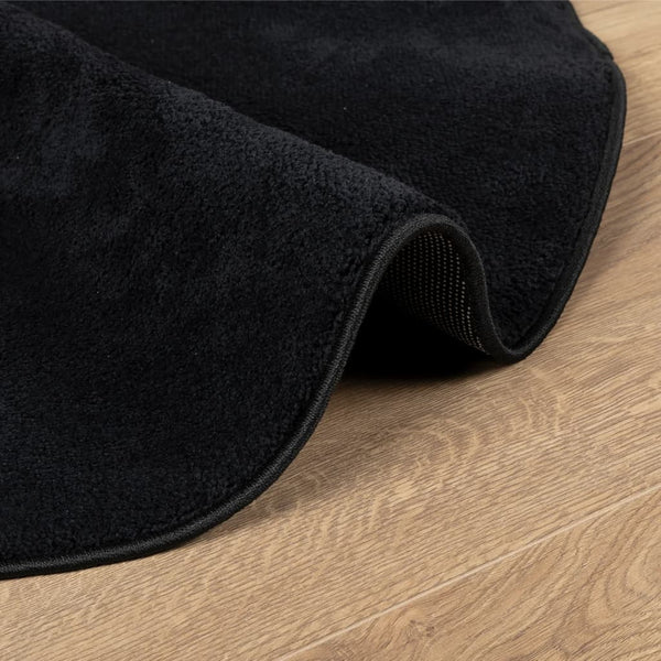 Schwarzer Kurzflor Teppich Ø 200cm