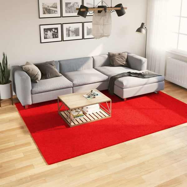Roter Kurzflor Teppich 200x280 cm