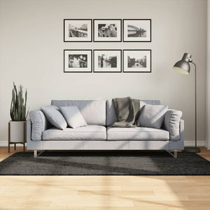 Anthrazit Hochflor Teppich 100x200 cm