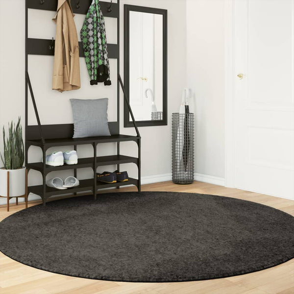 Anthrazit Hochflor Teppich Ø 200cm