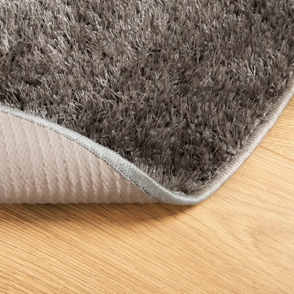 Grauer Hochflor Teppich ISTAN Ø 120 cm