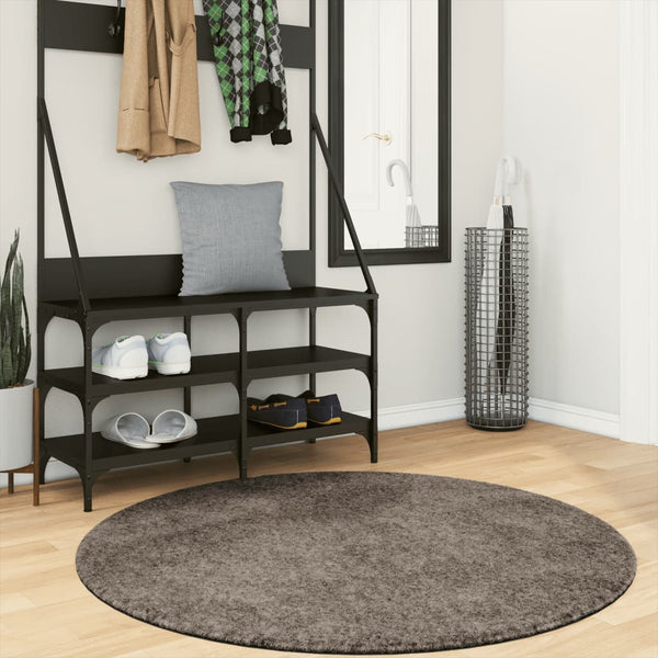 Grauer Hochflor Teppich ISTAN Ø 120 cm
