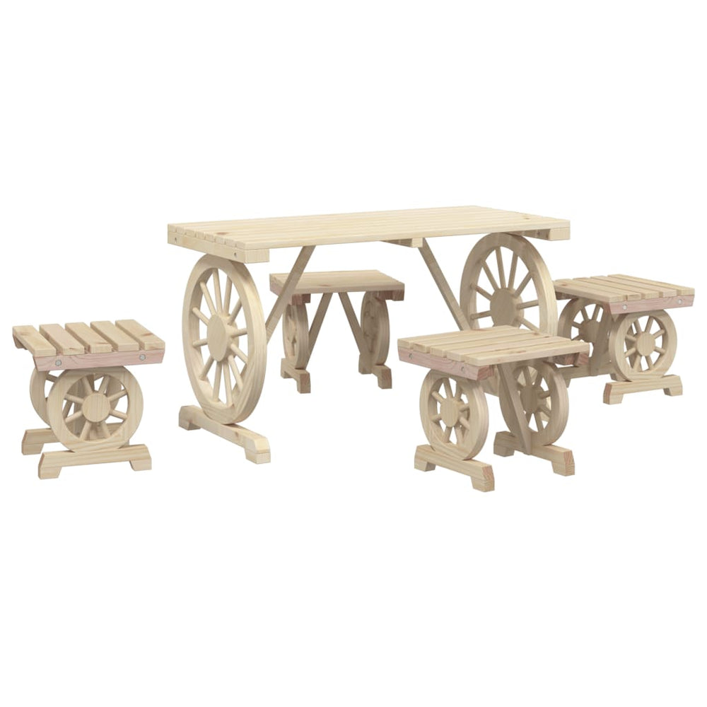 vidaXL 5-piece Outdoor Dining Set Solid Fir Wood
