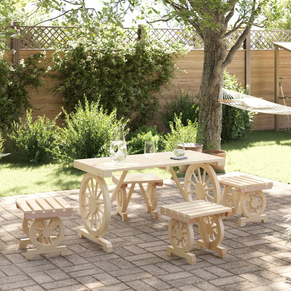 vidaXL 5-piece Outdoor Dining Set Solid Fir Wood