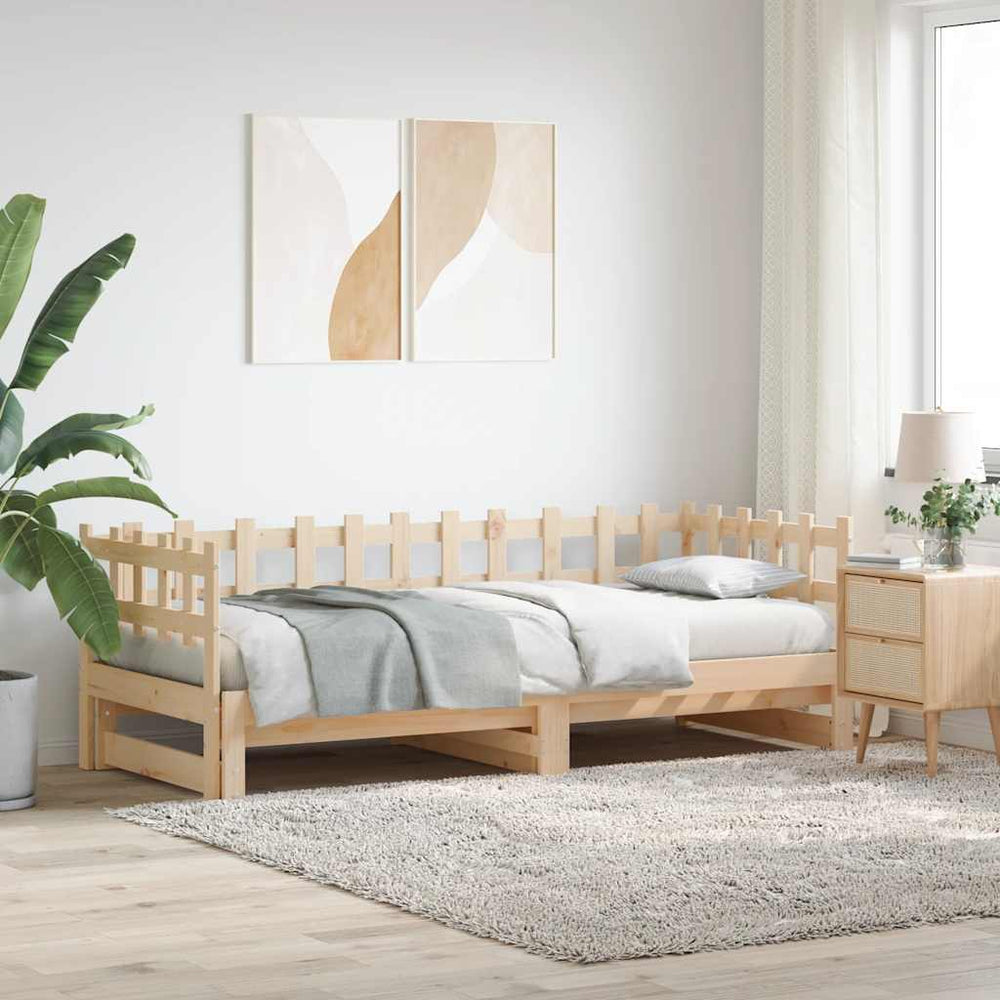 vidaXL Extendable Day Bed 2x(90x200) cm Solid Pine Wood