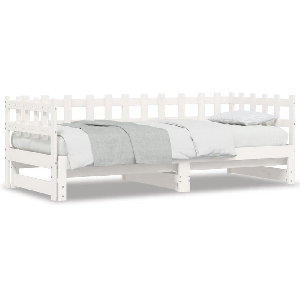 vidaXL Extendable Day Bed White 2x(90x200) cm Solid Pine Wood