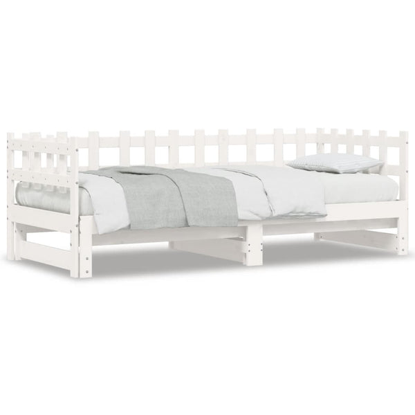 vidaXL Extendable Day Bed White 2x(90x200) cm Solid Pine Wood