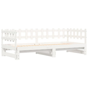 vidaXL Extendable Day Bed White 2x(90x200) cm Solid Pine Wood