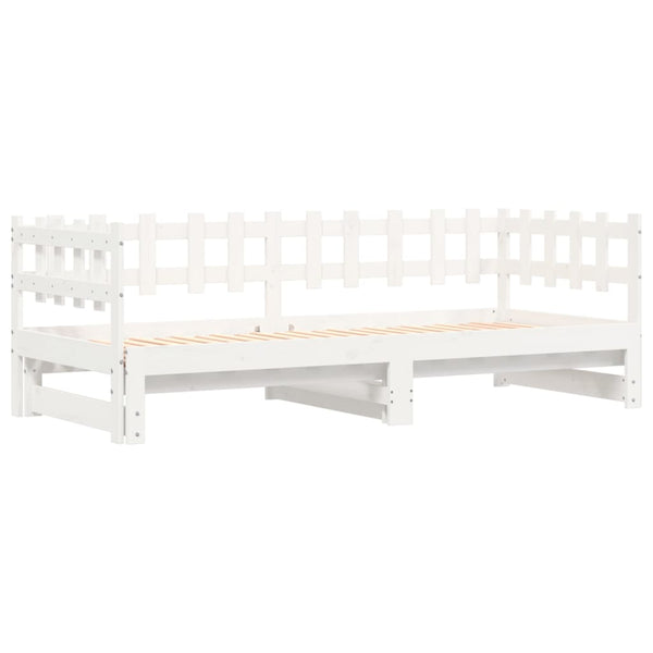 vidaXL Extendable Day Bed White 2x(90x200) cm Solid Pine Wood