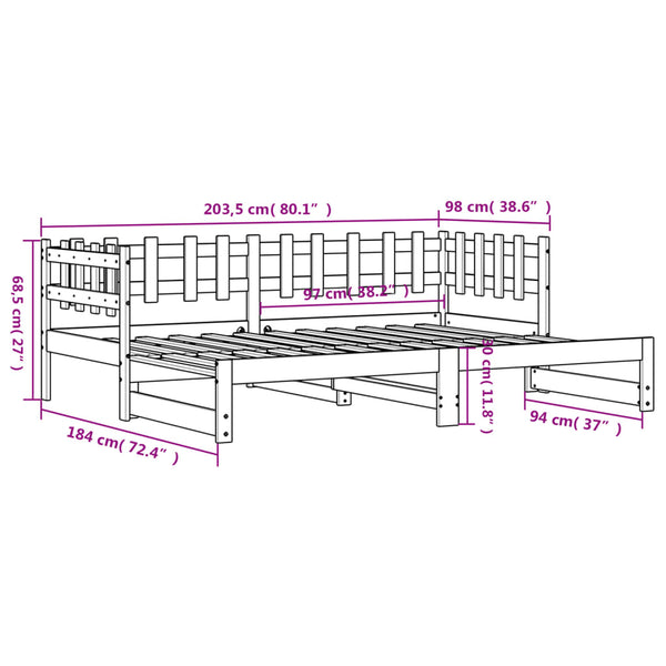 vidaXL Extendable Day Bed White 2x(90x200) cm Solid Pine Wood